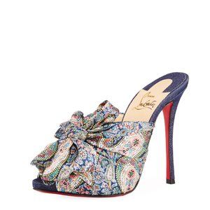 Christian Louboutin Moniquissima Paisley Red Sole Slide Sandal | Used Once
